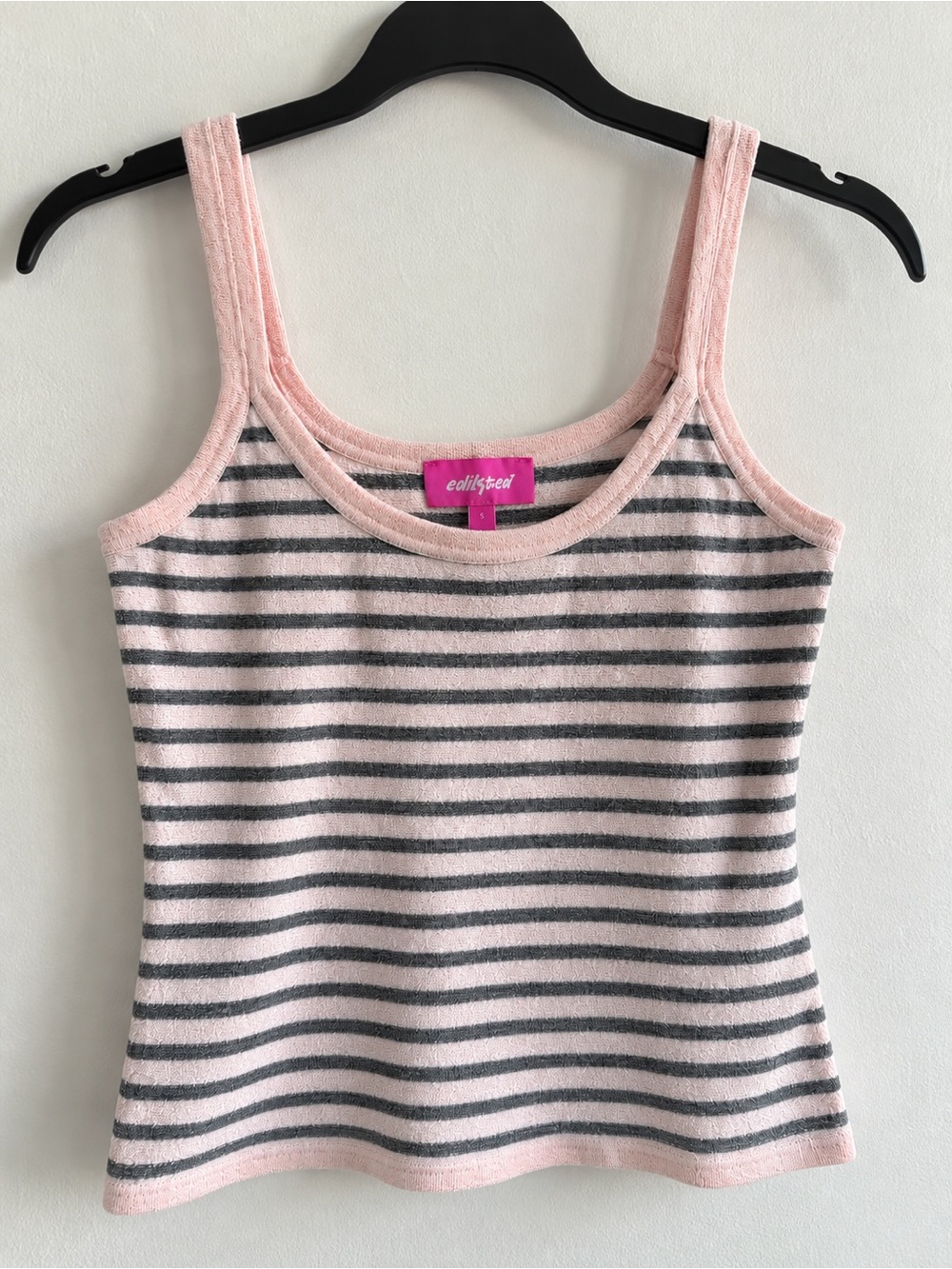 Edikted Pink and Gray Striped Scoop Neck Tank